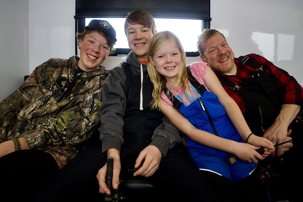 Family photo in ice house